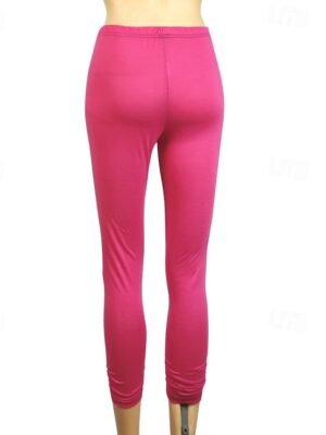 Casual Regular Fit Plain Elastic Waist Full Length Trousers - Image 12