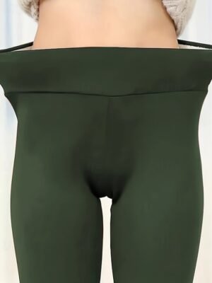 Casual Regular Fit Plain Elastic Waist Full Length Fleece Pants - Image 15