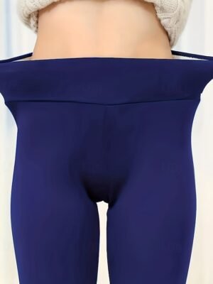 Casual Regular Fit Plain Elastic Waist Full Length Fleece Pants - Image 19