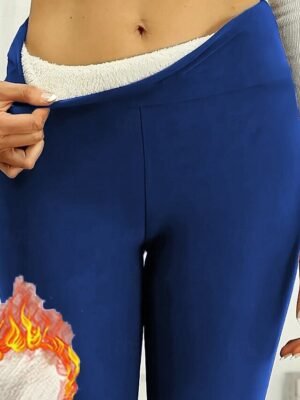 Casual Regular Fit Plain Elastic Waist Full Length Fleece Pants - Image 20