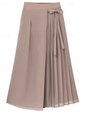 Casual Regular Fit Plain Elastic Waist Full Length Wide Leg Slacks - Image 4