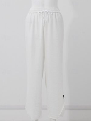 Casual Regular Fit Plain Elastic Waist Full Length Culottes - Image 4