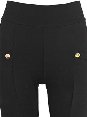 Casual Regular Fit Plain Elastic Waist Full Length Slacks - Image 5