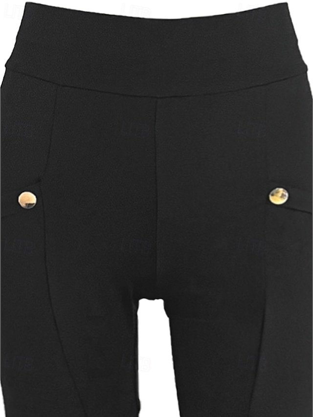 Casual Regular Fit Plain Elastic Waist Full Length Slacks - Image 5