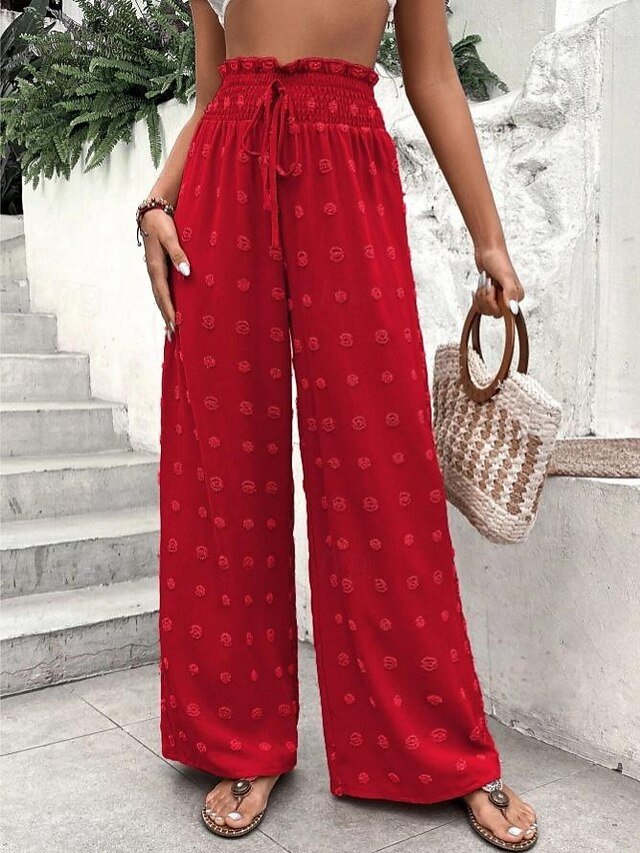 Casual Regular Fit Plain Full Length Wide Leg Trousers - Image 2