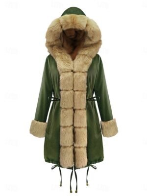 Casual Regular Fit Plain Fur Collar Long Sleeve Open Front Hoodie - Image 2