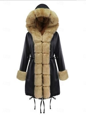 Casual Regular Fit Plain Fur Collar Long Sleeve Open Front Hoodie - Image 3