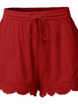 Casual Regular Fit Plain High Waist Elastic Shorts - Image 10