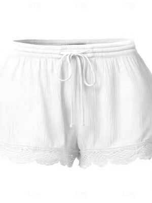 Casual Regular Fit Plain High Waist Elastic Shorts - Image 12