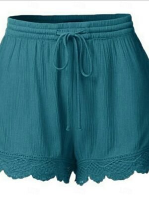 Casual Regular Fit Plain High Waist Elastic Shorts - Image 9