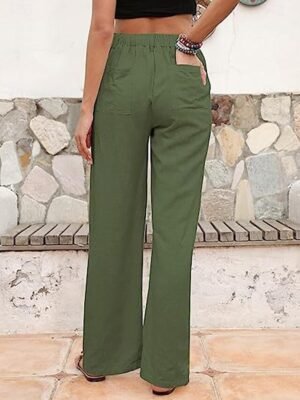 Casual Regular Fit Plain High Waist Long Trousers - Image 4