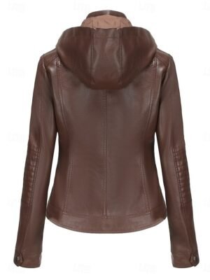 Casual Regular Fit Plain Hooded Long Sleeve Short Jacket - Image 10