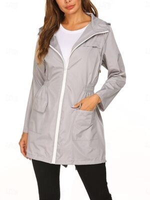 Casual Regular Fit Plain Hooded Long Sleeve Jacket - Image 17