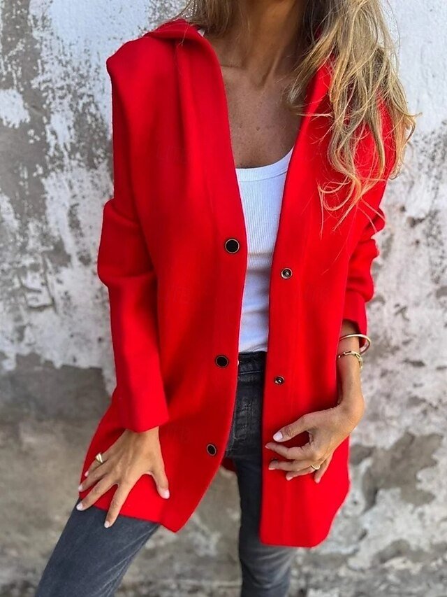 Casual Regular Fit Plain Hooded Long Sleeve Long Coat - Image 2