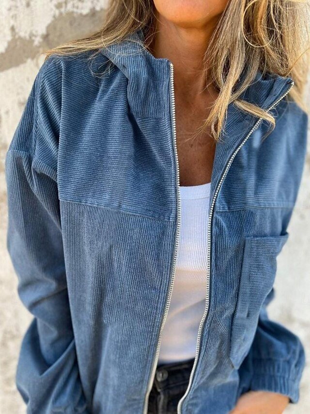 Casual Regular Fit Plain Hooded Long Sleeve Jacket - Image 2