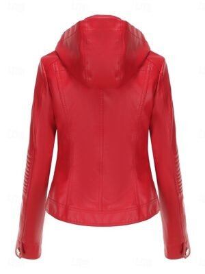 Casual Regular Fit Plain Hooded Long Sleeve Short Jacket - Image 4