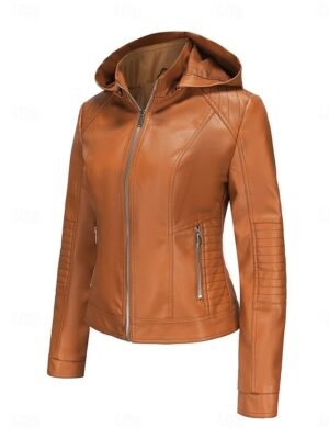 Casual Regular Fit Plain Hooded Long Sleeve Short Jacket - Image 6