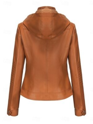 Casual Regular Fit Plain Hooded Long Sleeve Short Jacket - Image 7
