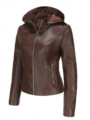 Casual Regular Fit Plain Hooded Long Sleeve Short Jacket - Image 9