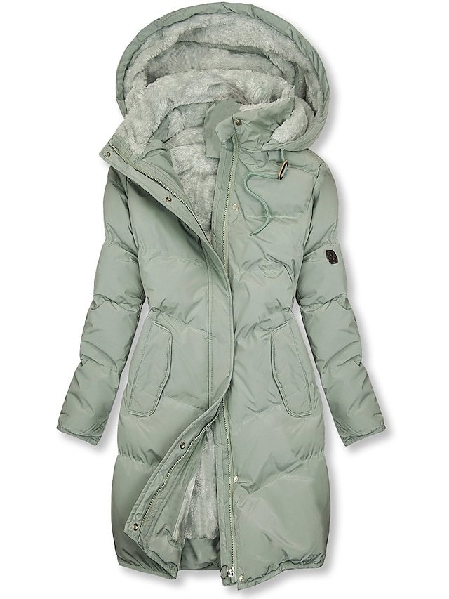 Casual Regular Fit Plain Hoodie Long Sleeve Winter Puffer Jacket - Image 1