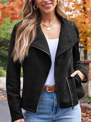 Casual Regular Fit Plain Lapel Long Sleeve Short Jacket - Image 11