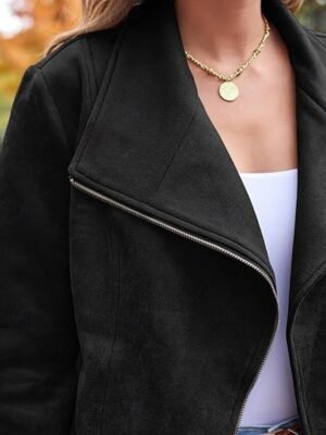 Casual Regular Fit Plain Lapel Long Sleeve Short Jacket - Image 13