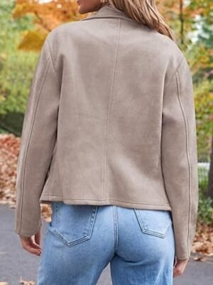 Casual Regular Fit Plain Lapel Long Sleeve Short Jacket - Image 4
