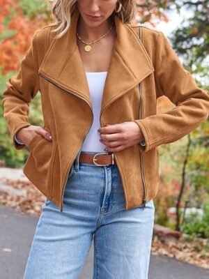 Casual Regular Fit Plain Lapel Long Sleeve Short Jacket - Image 5