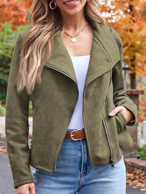 Casual Regular Fit Plain Lapel Long Sleeve Short Jacket - Image 9