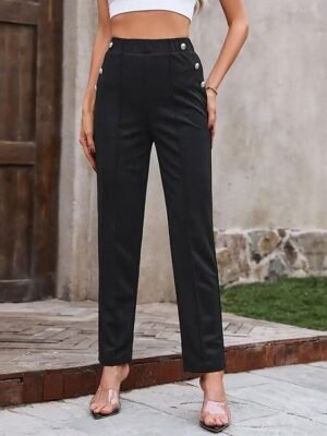 Casual Regular Fit Plain Long Breathable Work Trousers - Image 4