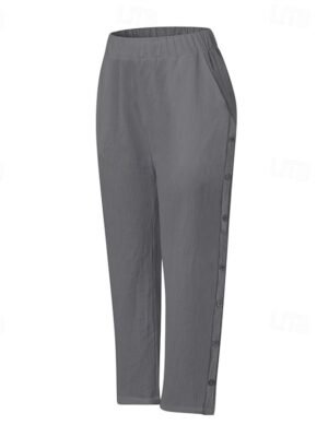Casual Regular Fit Plain Mid Waist Cropped Ankle-Length Pants - Image 12