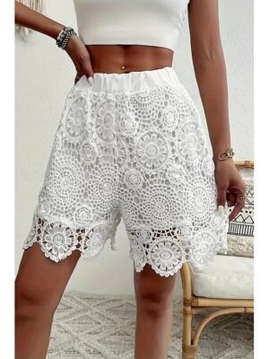 Casual Regular Fit Plain Natural Lace Breathable Shorts - Image 1