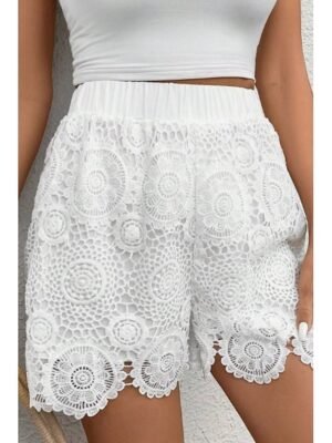 Casual Regular Fit Plain Natural Lace Breathable Shorts - Image 2