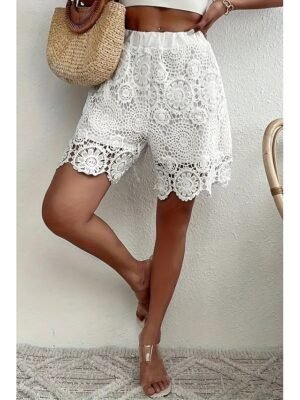 Casual Regular Fit Plain Natural Lace Breathable Shorts - Image 4