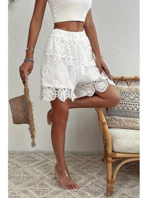 Casual Regular Fit Plain Natural Lace Breathable Shorts - Image 5