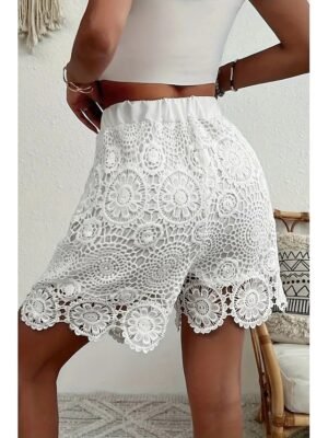 Casual Regular Fit Plain Natural Lace Breathable Shorts - Image 7