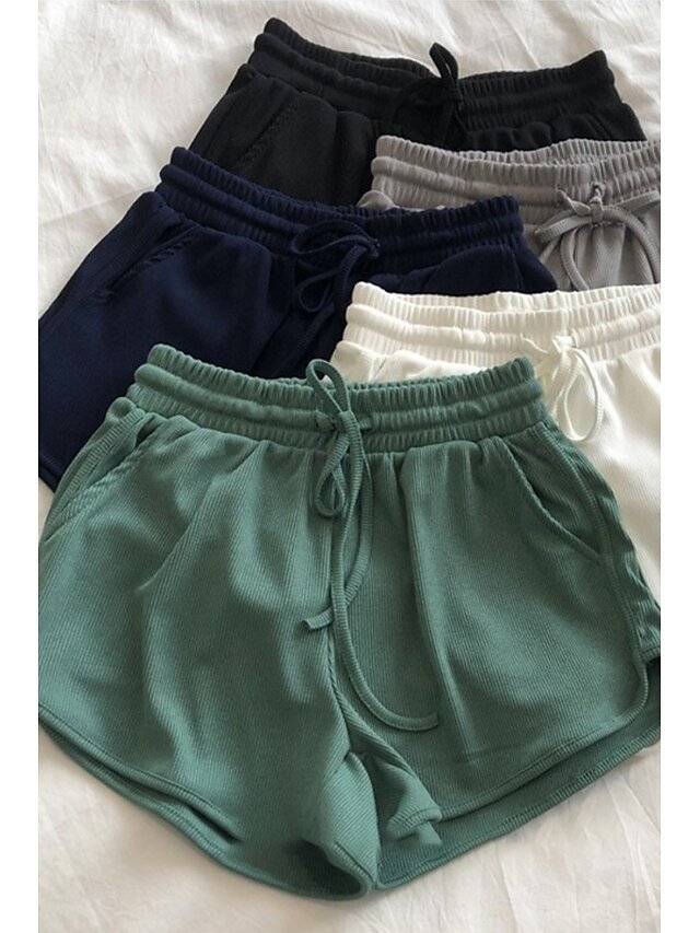 Casual Regular Fit Plain Natural Pocket Drawstring Shorts - Image 1