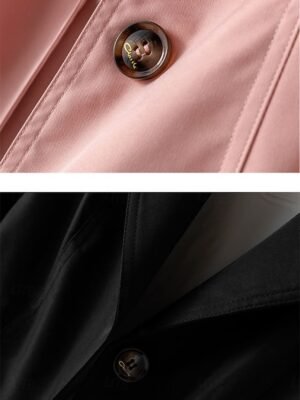 Casual Regular Fit Plain Notch Lapel Long Sleeve Long Trench Coat - Image 7