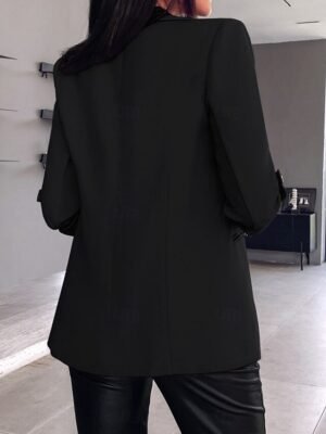 Casual Regular Fit Plain Open Front Long Sleeve Blazer - Image 3