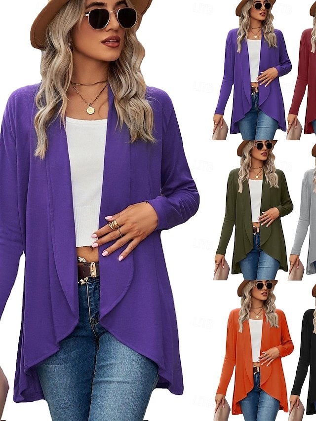 Casual Regular Fit Plain Shawl Collar Long Sleeve Jacket - Image 1