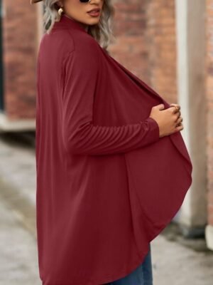 Casual Regular Fit Plain Shawl Collar Long Sleeve Jacket - Image 10