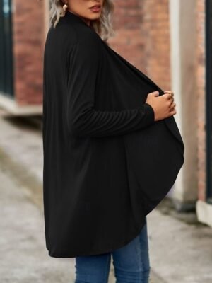 Casual Regular Fit Plain Shawl Collar Long Sleeve Jacket - Image 15