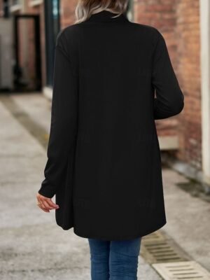 Casual Regular Fit Plain Shawl Collar Long Sleeve Jacket - Image 16