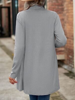 Casual Regular Fit Plain Shawl Collar Long Sleeve Jacket - Image 7