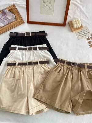 Casual Regular Fit Plain Side Pocket Mid-Rise Shorts - Image 2