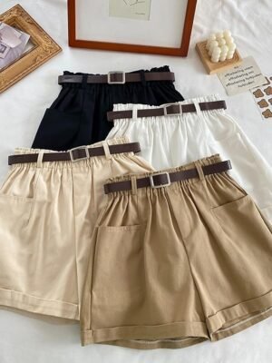 Casual Regular Fit Plain Side Pocket Mid-Rise Shorts - Image 3