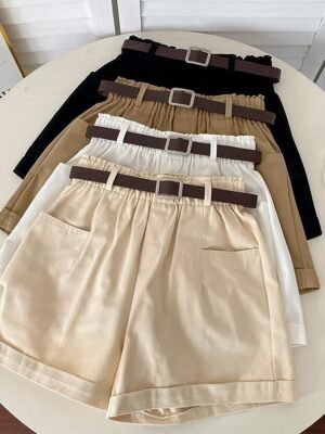 Casual Regular Fit Plain Side Pocket Mid-Rise Shorts - Image 4