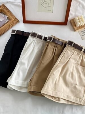 Casual Regular Fit Plain Side Pocket Mid-Rise Shorts - Image 5