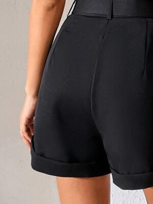 Casual Regular Fit Plain Side Pockets Mid-Rise Shorts - Image 3