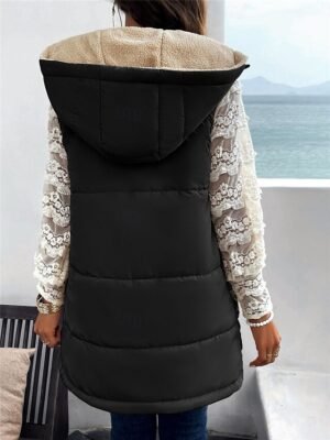 Casual Regular Fit Plain Sleeveless Zipper Fleece Vest - Image 8